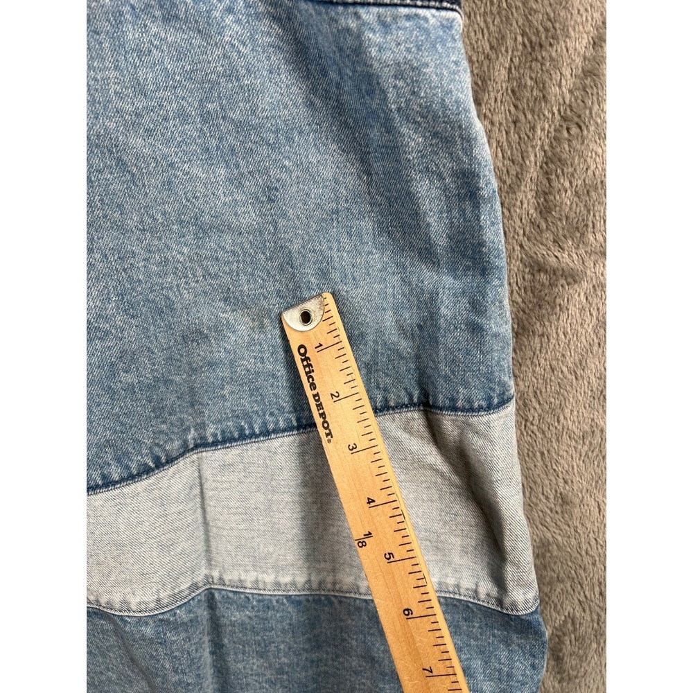 GAP Patchwork Denim Mini Dress Medium Button Up 100% Cotton Light/Med/Dark - Picture 8 of 14